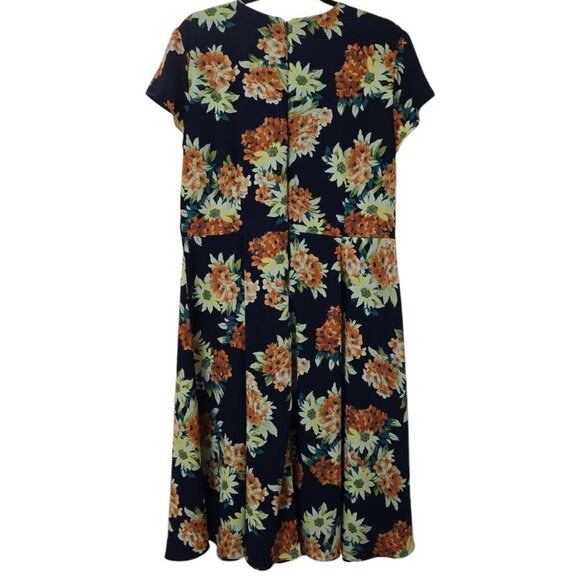 Ann Taylor Factory Floral Dress - Navy with Orange and Yellow Flowers - Picture 2 of 6